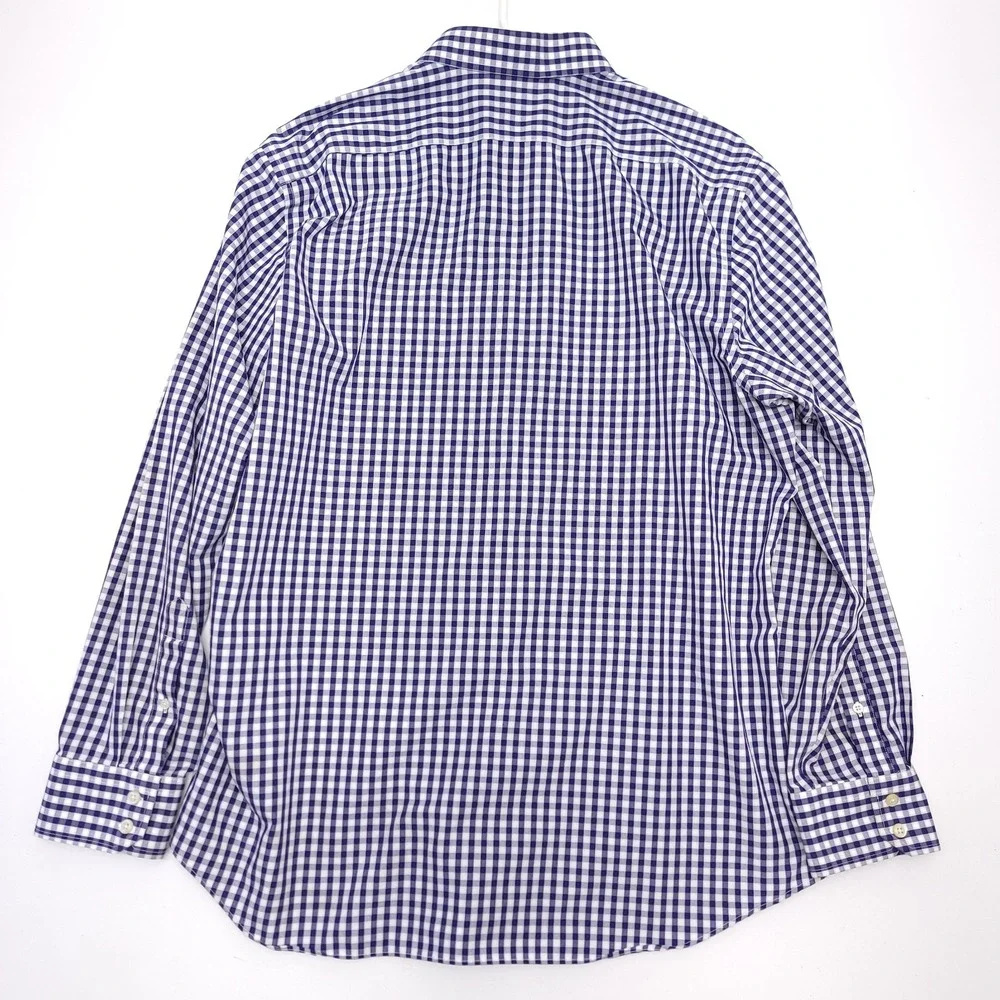 Banana Republic Mens XL Shirt Button Up Non Iron‎ Slim Fit Checked Blue READ